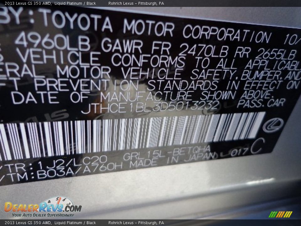 2013 Lexus GS 350 AWD Liquid Platinum / Black Photo #16