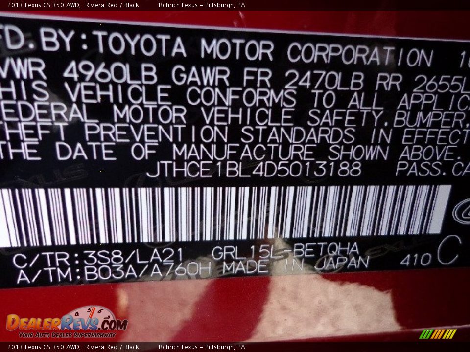 2013 Lexus GS 350 AWD Riviera Red / Black Photo #16