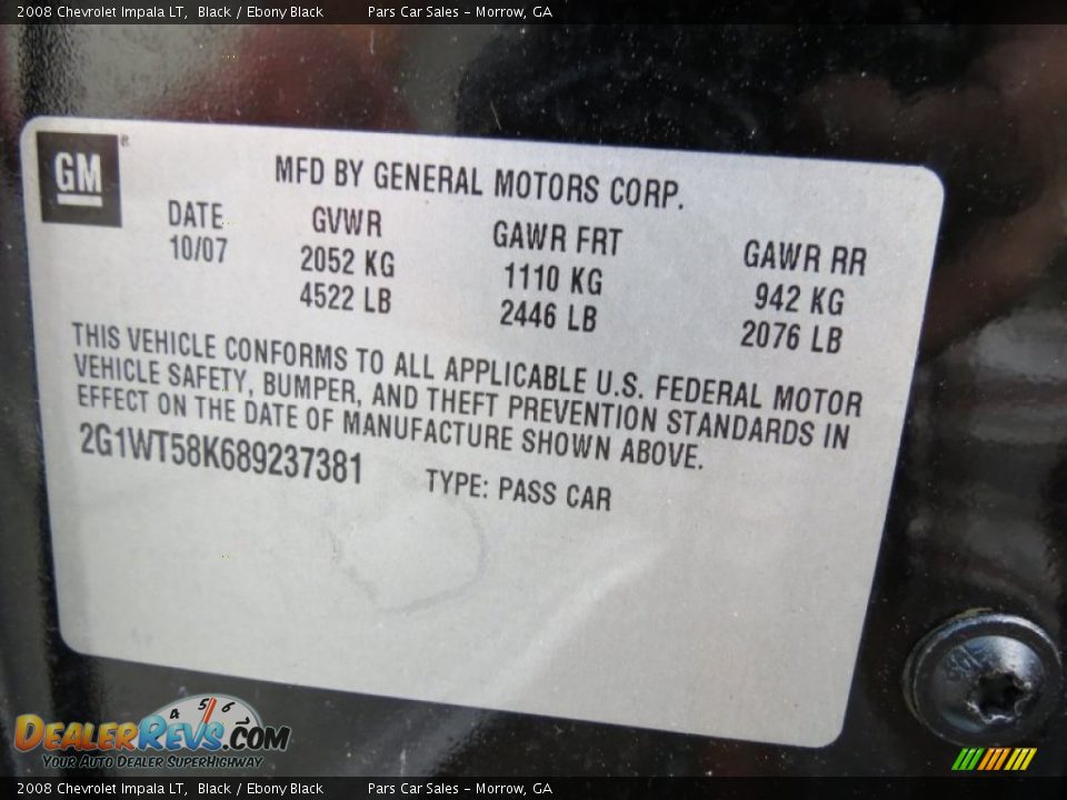 2008 Chevrolet Impala LT Black / Ebony Black Photo #15