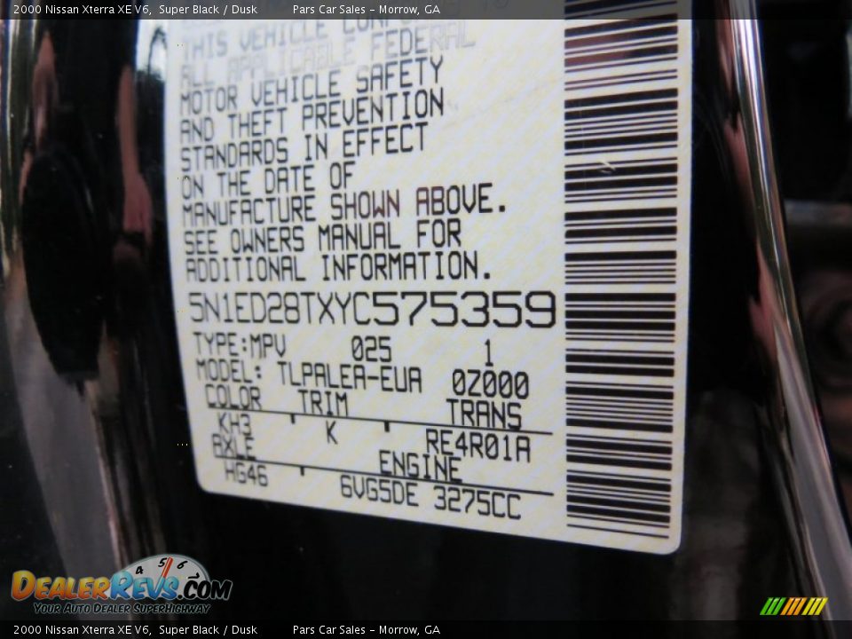 2000 Nissan Xterra XE V6 Super Black / Dusk Photo #15