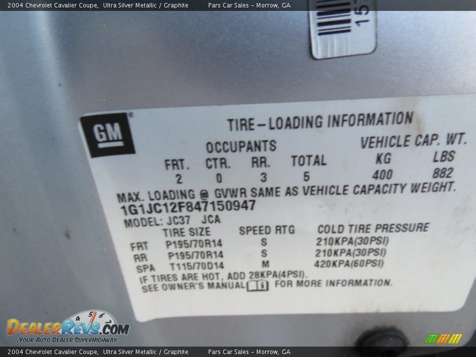 2004 Chevrolet Cavalier Coupe Ultra Silver Metallic / Graphite Photo #13