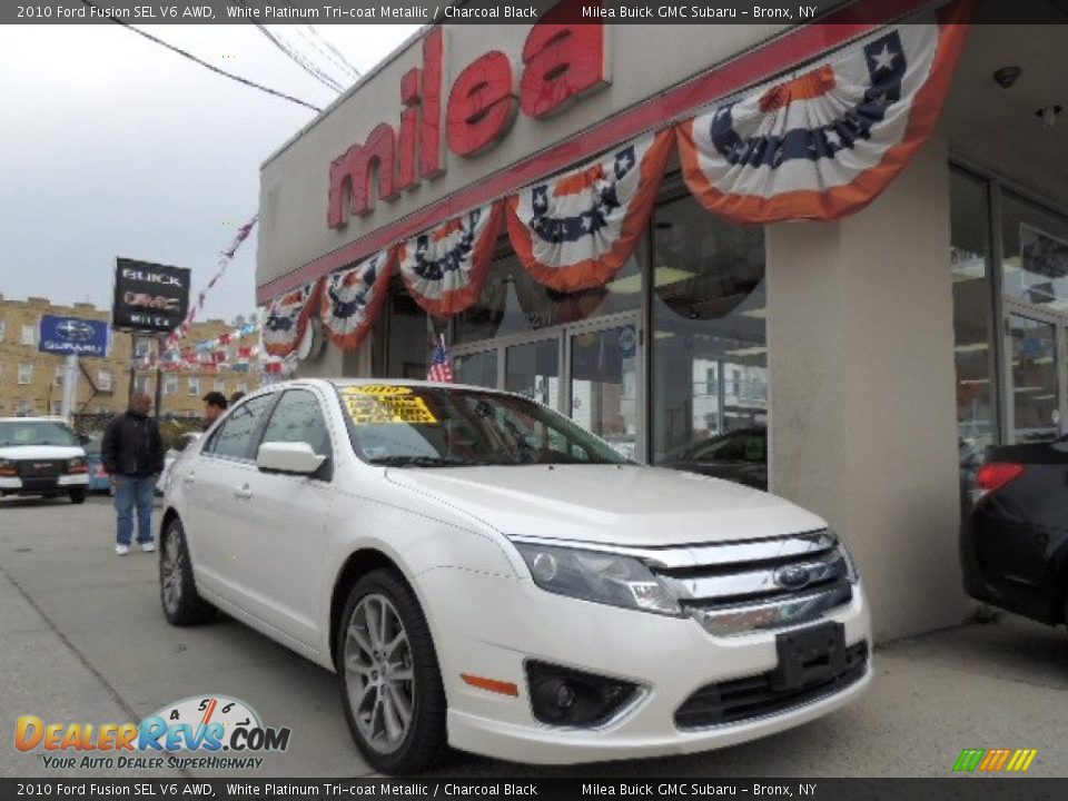 2010 Ford Fusion SEL V6 AWD White Platinum Tri-coat Metallic / Charcoal Black Photo #1