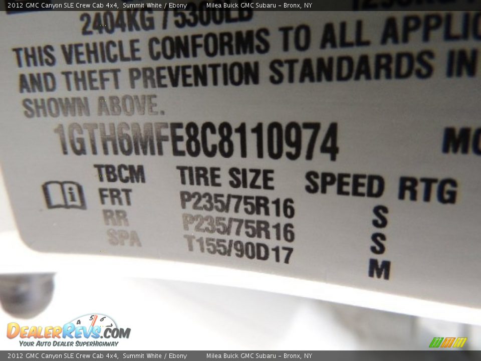 2012 GMC Canyon SLE Crew Cab 4x4 Summit White / Ebony Photo #11