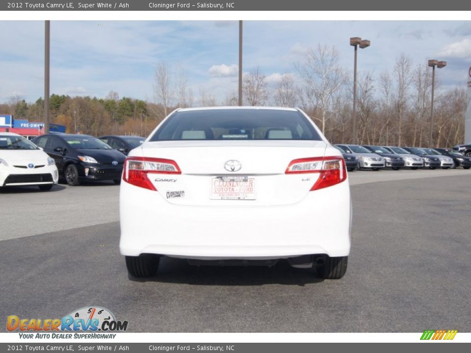 2012 Toyota Camry LE Super White / Ash Photo #4