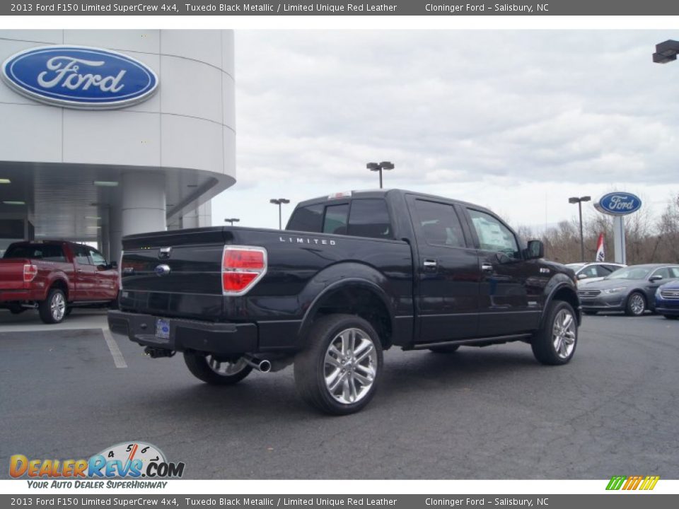2013 Ford F150 Limited SuperCrew 4x4 Tuxedo Black Metallic / Limited Unique Red Leather Photo #3