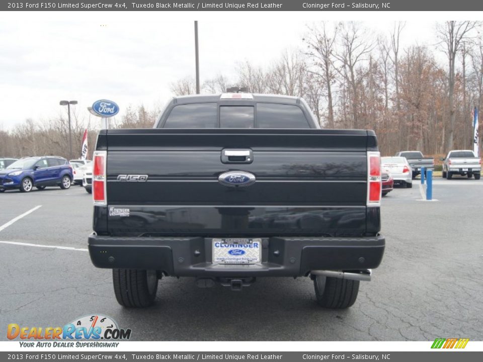 2013 Ford F150 Limited SuperCrew 4x4 Tuxedo Black Metallic / Limited Unique Red Leather Photo #4