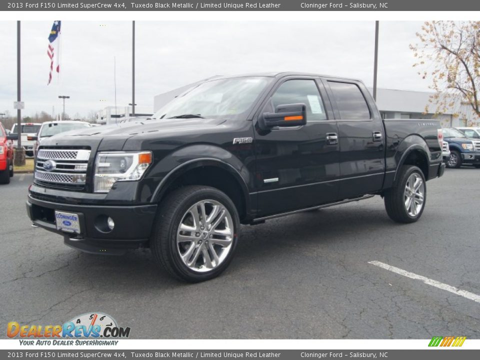 2013 Ford F150 Limited SuperCrew 4x4 Tuxedo Black Metallic / Limited Unique Red Leather Photo #6