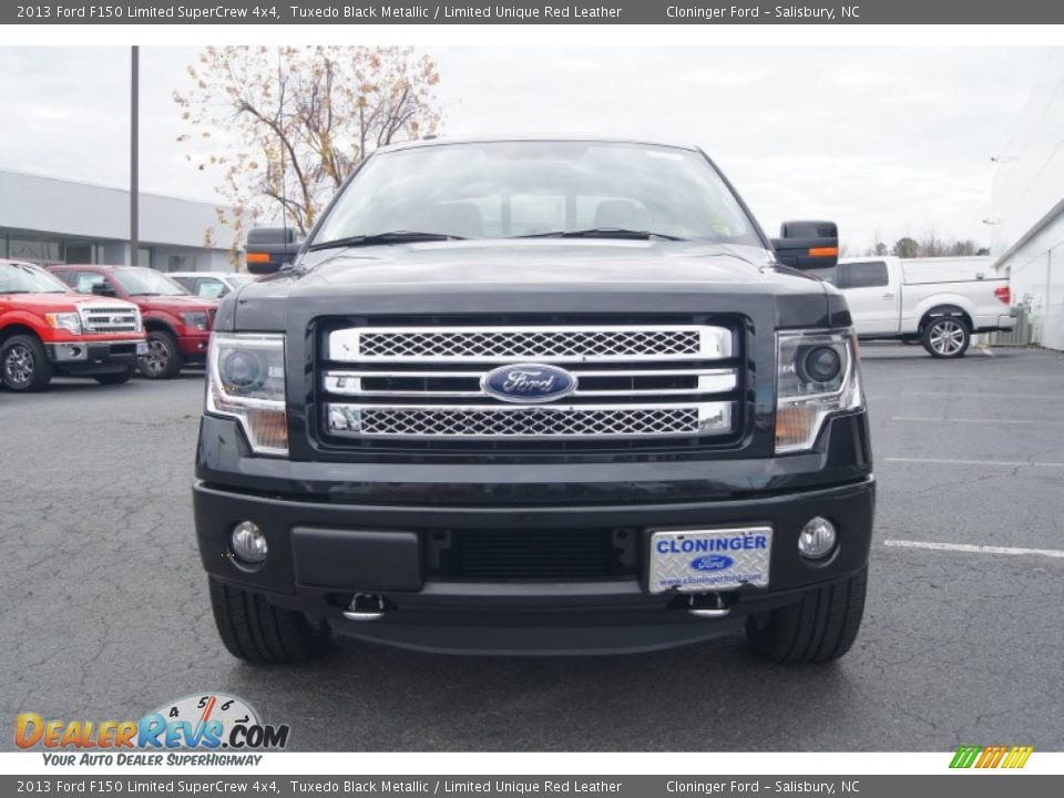 2013 Ford F150 Limited SuperCrew 4x4 Tuxedo Black Metallic / Limited Unique Red Leather Photo #7