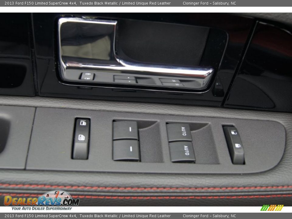 2013 Ford F150 Limited SuperCrew 4x4 Tuxedo Black Metallic / Limited Unique Red Leather Photo #9