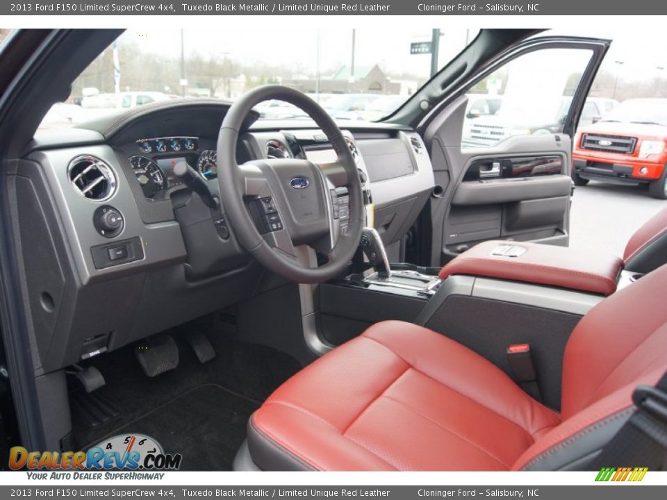 Limited Unique Red Leather Interior - 2013 Ford F150 Limited SuperCrew 4x4 Photo #11