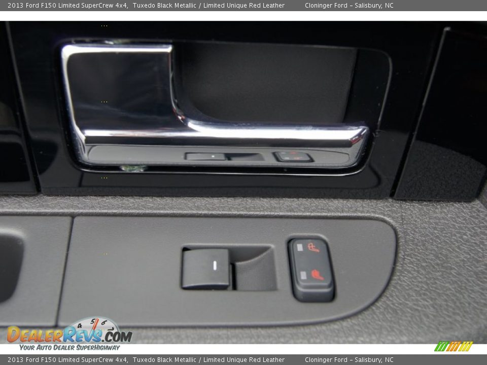 2013 Ford F150 Limited SuperCrew 4x4 Tuxedo Black Metallic / Limited Unique Red Leather Photo #13