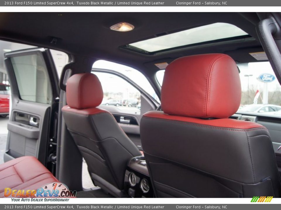2013 Ford F150 Limited SuperCrew 4x4 Tuxedo Black Metallic / Limited Unique Red Leather Photo #17