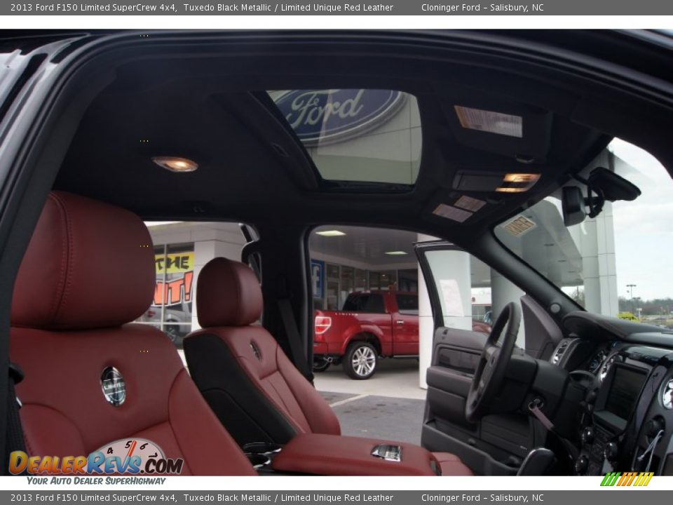 2013 Ford F150 Limited SuperCrew 4x4 Tuxedo Black Metallic / Limited Unique Red Leather Photo #18
