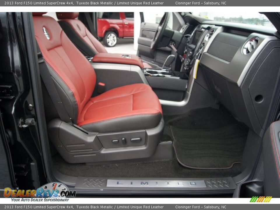 2013 Ford F150 Limited SuperCrew 4x4 Tuxedo Black Metallic / Limited Unique Red Leather Photo #19