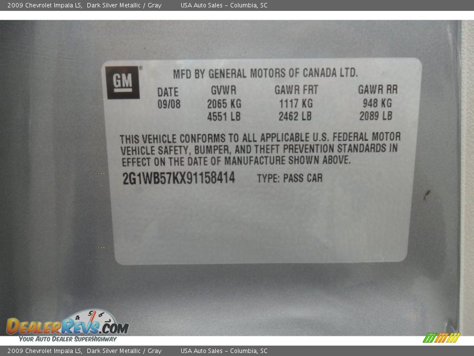 2009 Chevrolet Impala LS Dark Silver Metallic / Gray Photo #27