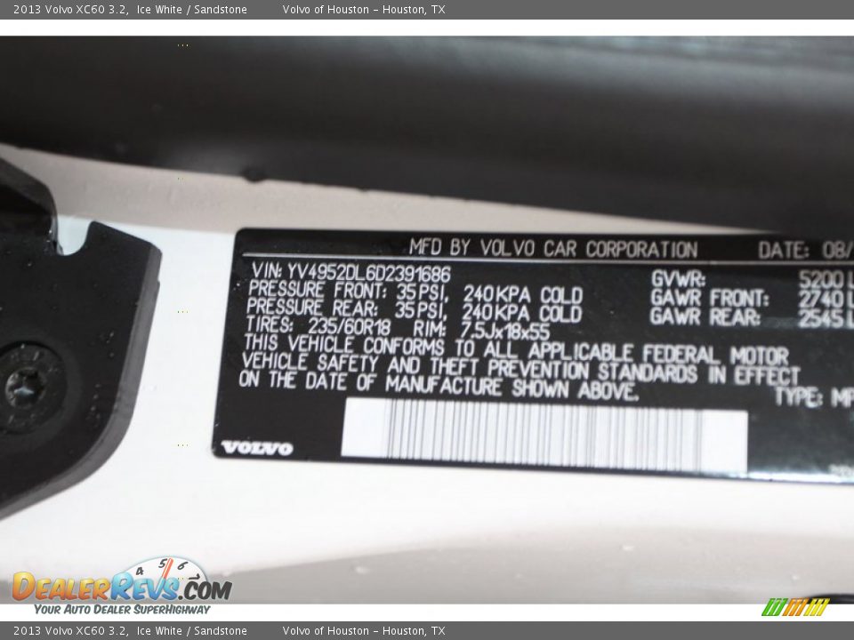 2013 Volvo XC60 3.2 Ice White / Sandstone Photo #35