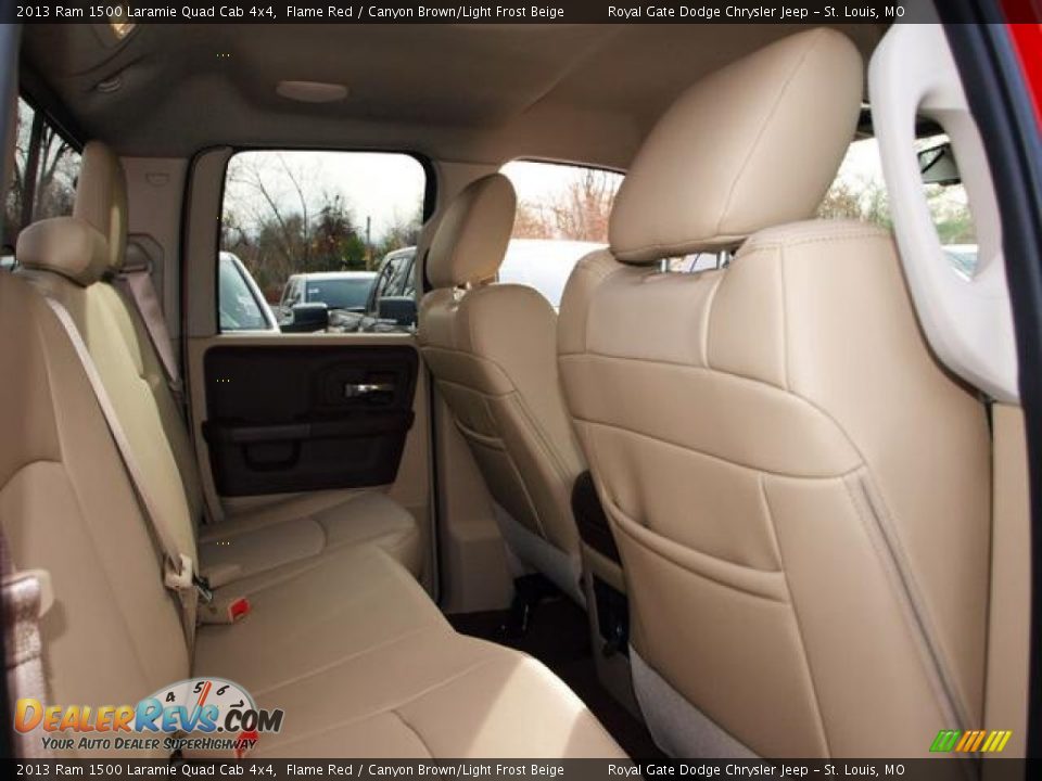 2013 Ram 1500 Laramie Quad Cab 4x4 Flame Red / Canyon Brown/Light Frost Beige Photo #4