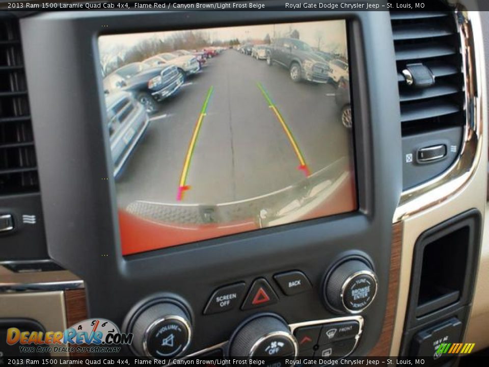 2013 Ram 1500 Laramie Quad Cab 4x4 Flame Red / Canyon Brown/Light Frost Beige Photo #7