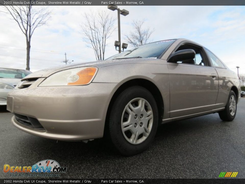 2002 Honda Civic LX Coupe Shoreline Mist Metallic / Gray Photo #1