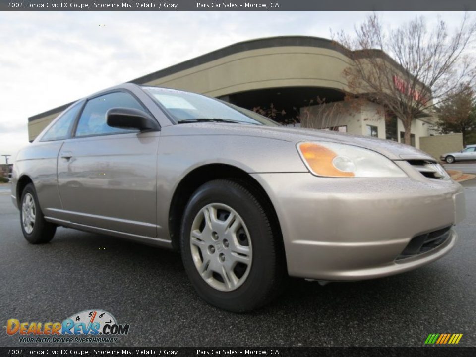 2002 Honda Civic LX Coupe Shoreline Mist Metallic / Gray Photo #4