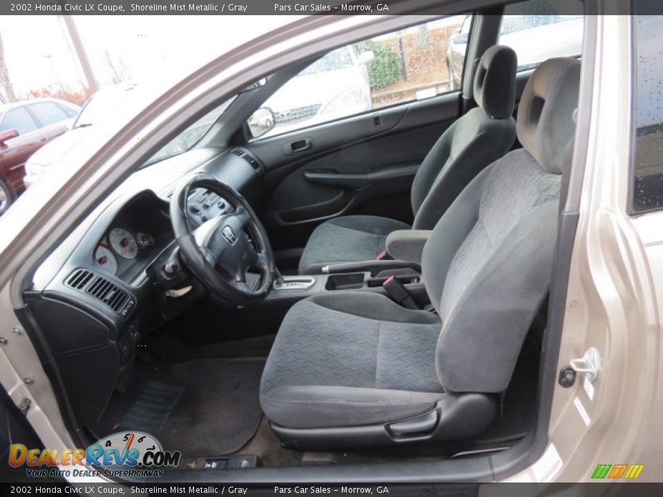 2002 Honda Civic LX Coupe Shoreline Mist Metallic / Gray Photo #5