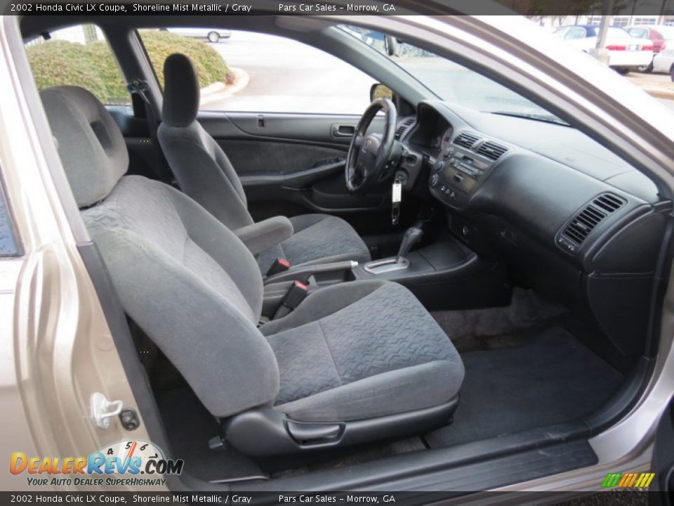 2002 Honda Civic LX Coupe Shoreline Mist Metallic / Gray Photo #8