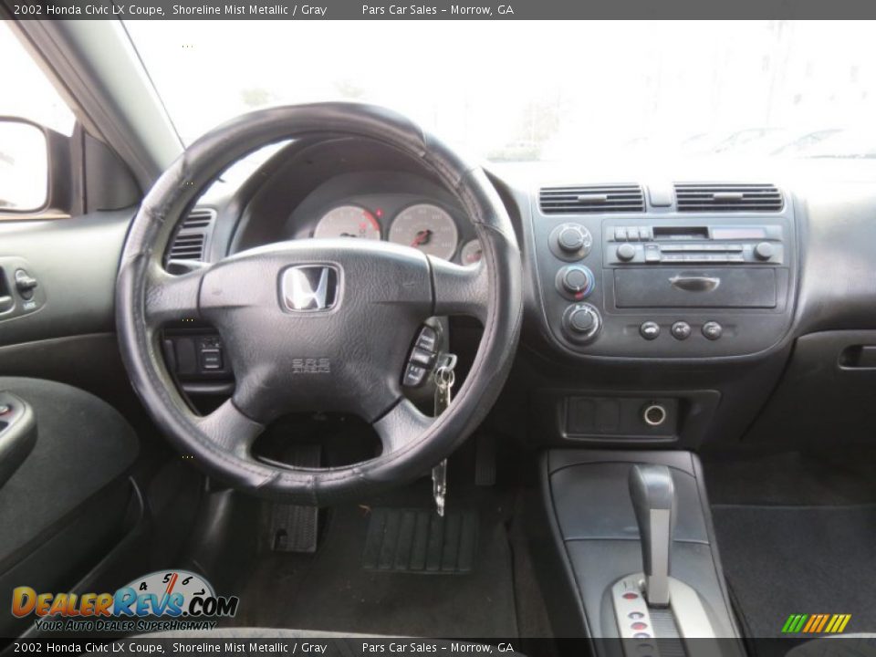 2002 Honda Civic LX Coupe Shoreline Mist Metallic / Gray Photo #9