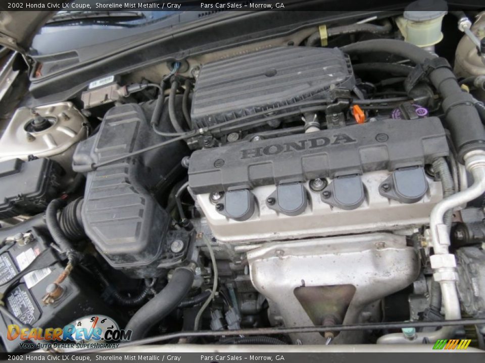 2002 Honda Civic LX Coupe Shoreline Mist Metallic / Gray Photo #10