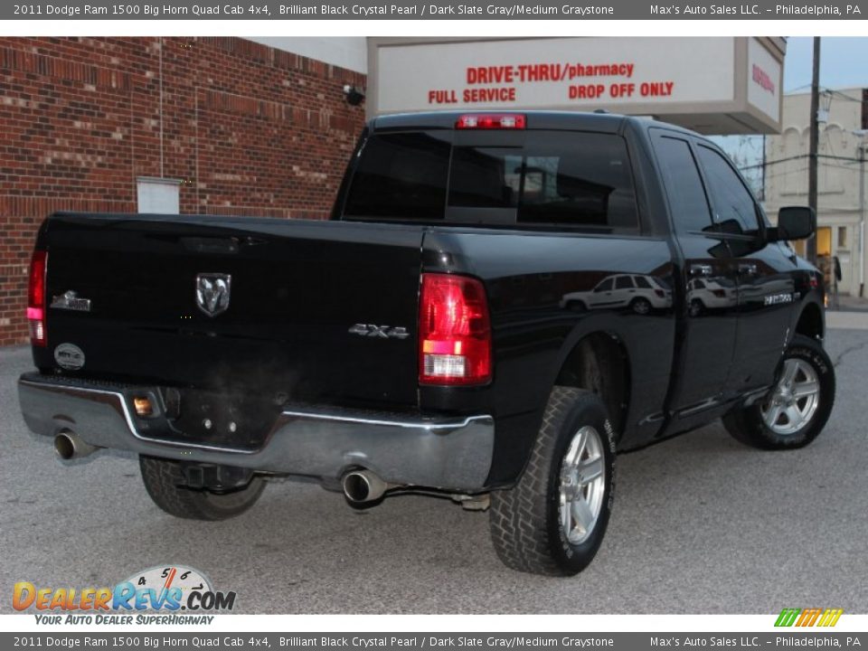 2011 Dodge Ram 1500 Big Horn Quad Cab 4x4 Brilliant Black Crystal Pearl / Dark Slate Gray/Medium Graystone Photo #3