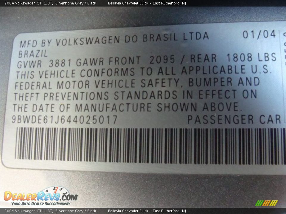 2004 Volkswagen GTI 1.8T Silverstone Grey / Black Photo #15