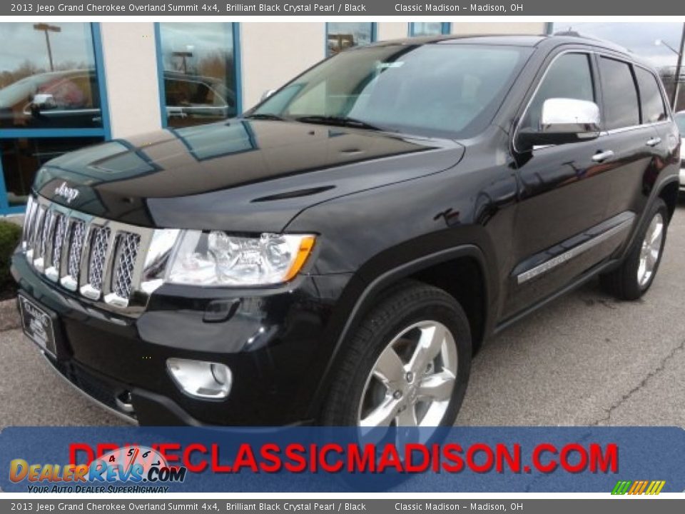 2013 Jeep Grand Cherokee Overland Summit 4x4 Brilliant Black Crystal Pearl / Black Photo #1