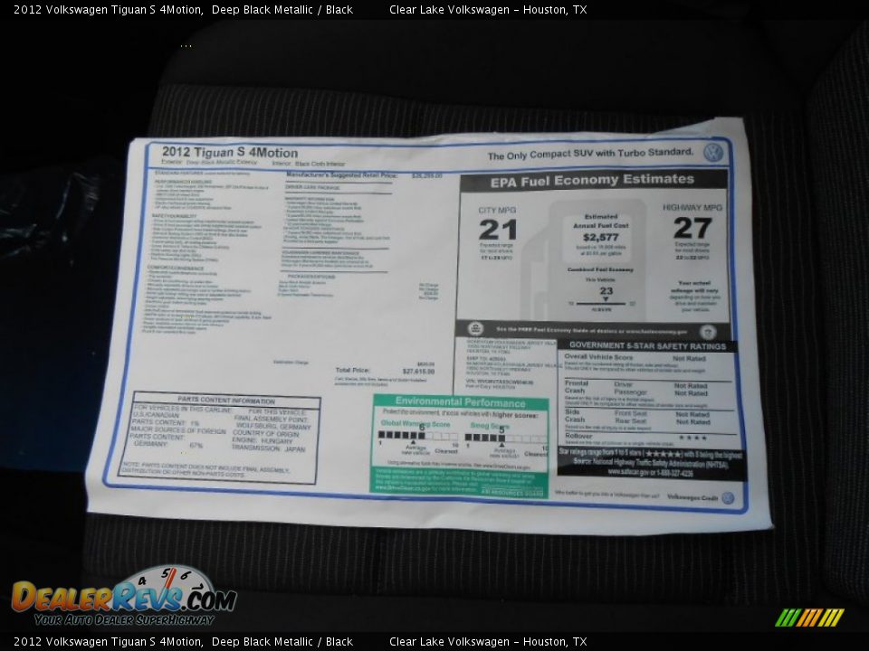 2012 Volkswagen Tiguan S 4Motion Deep Black Metallic / Black Photo #21