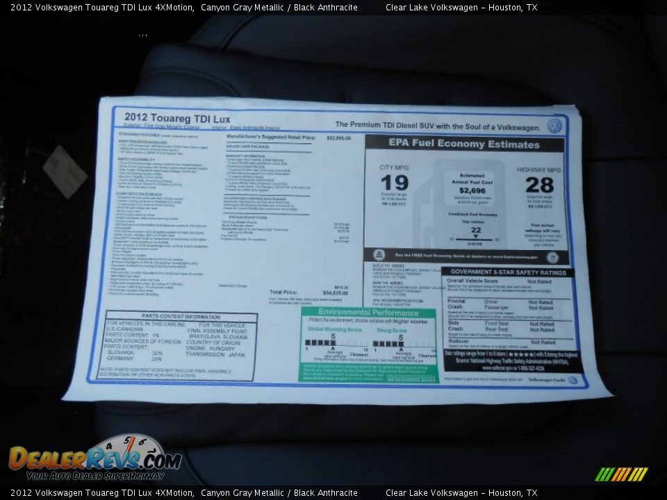 2012 Volkswagen Touareg TDI Lux 4XMotion Canyon Gray Metallic / Black Anthracite Photo #21