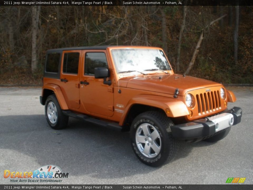 2011 Jeep Wrangler Unlimited Sahara 4x4 Mango Tango Pearl / Black Photo #1
