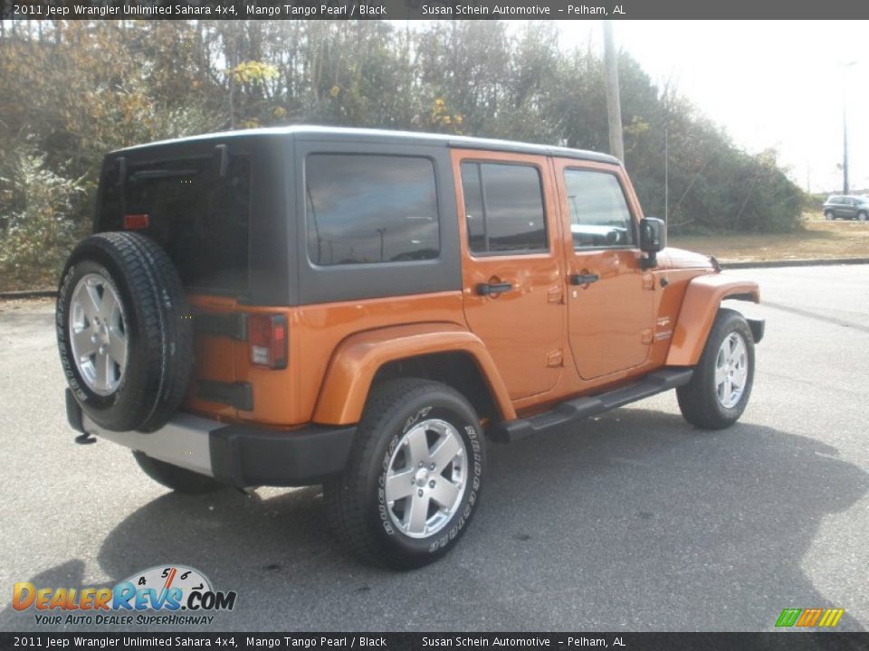 2011 Jeep Wrangler Unlimited Sahara 4x4 Mango Tango Pearl / Black Photo #3