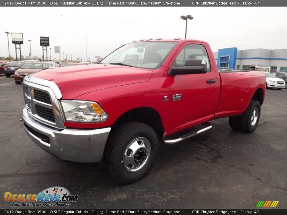 2012 Dodge Ram 3500 HD SLT Regular Cab 4x4 Dually Flame Red / Dark Slate/Medium Graystone Photo #1