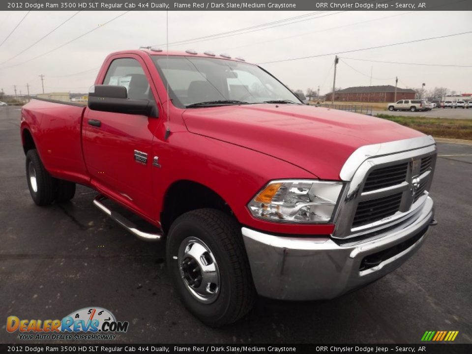 2012 Dodge Ram 3500 HD SLT Regular Cab 4x4 Dually Flame Red / Dark Slate/Medium Graystone Photo #3