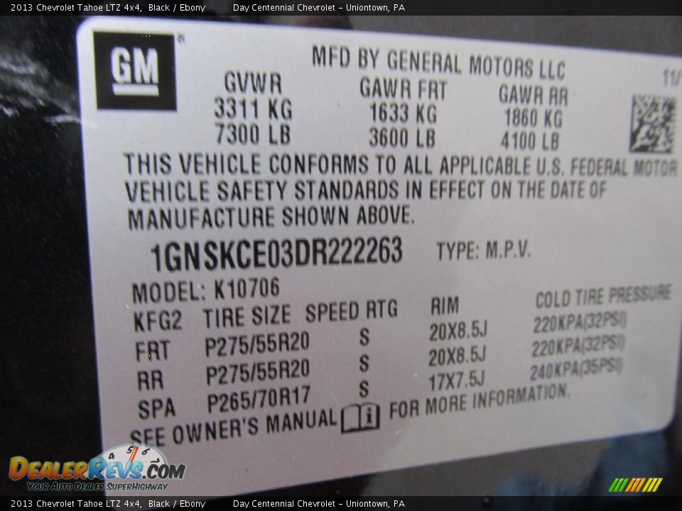 2013 Chevrolet Tahoe LTZ 4x4 Black / Ebony Photo #19