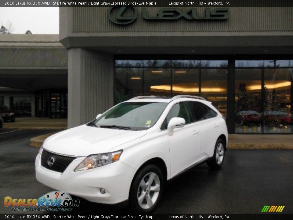 2010 Lexus RX 350 AWD Starfire White Pearl / Light Gray/Espresso Birds-Eye Maple Photo #1