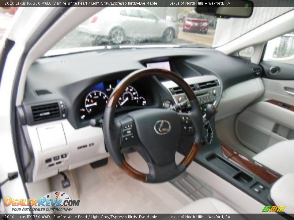 2010 Lexus RX 350 AWD Starfire White Pearl / Light Gray/Espresso Birds-Eye Maple Photo #9