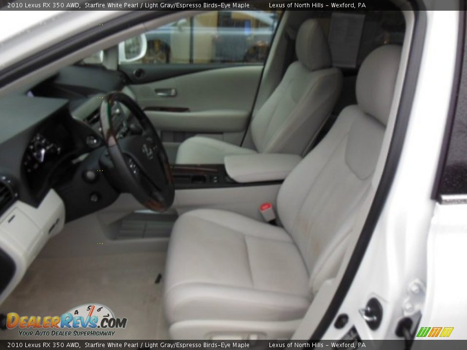 2010 Lexus RX 350 AWD Starfire White Pearl / Light Gray/Espresso Birds-Eye Maple Photo #10