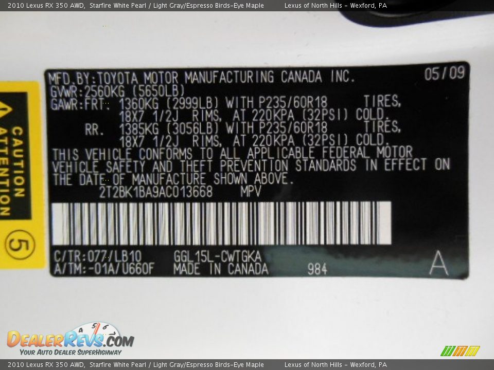 2010 Lexus RX 350 AWD Starfire White Pearl / Light Gray/Espresso Birds-Eye Maple Photo #20