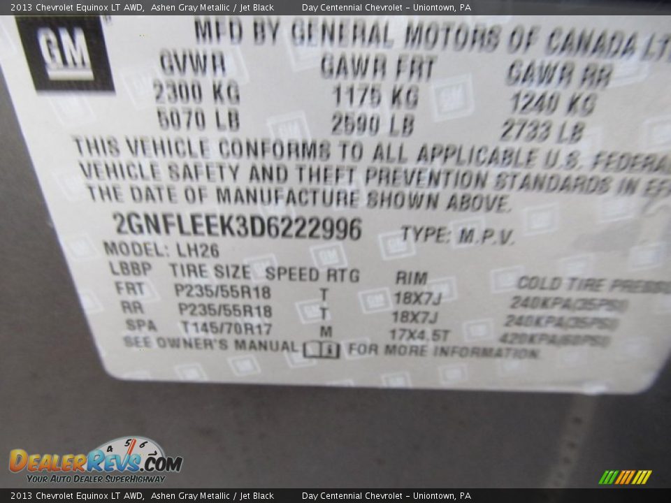 2013 Chevrolet Equinox LT AWD Ashen Gray Metallic / Jet Black Photo #19