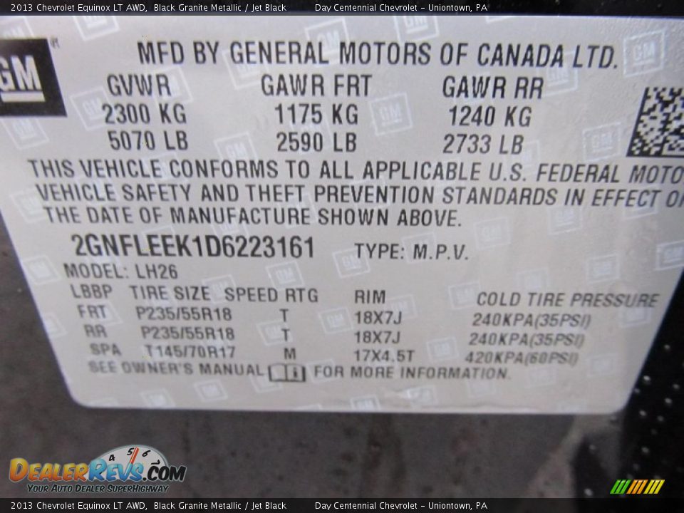 2013 Chevrolet Equinox LT AWD Black Granite Metallic / Jet Black Photo #19