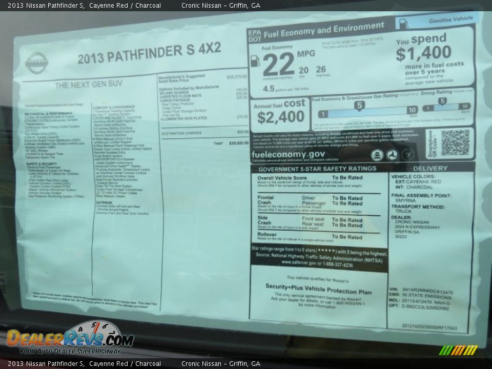 2013 Nissan Pathfinder S Cayenne Red / Charcoal Photo #14