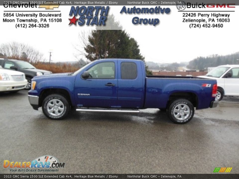 2013 GMC Sierra 1500 SLE Extended Cab 4x4 Heritage Blue Metallic / Ebony Photo #1