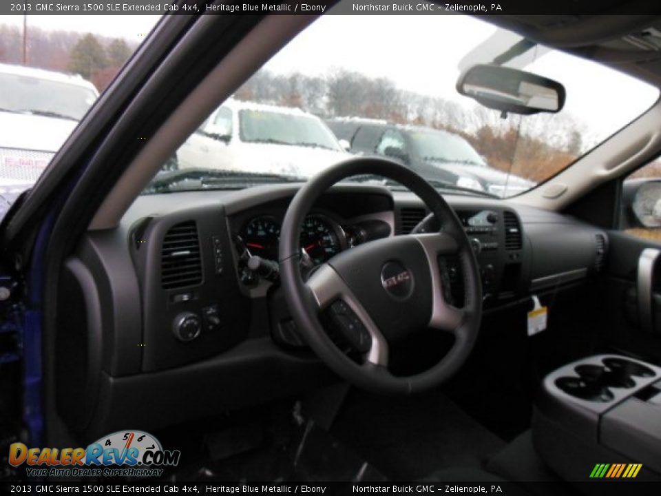 2013 GMC Sierra 1500 SLE Extended Cab 4x4 Heritage Blue Metallic / Ebony Photo #10
