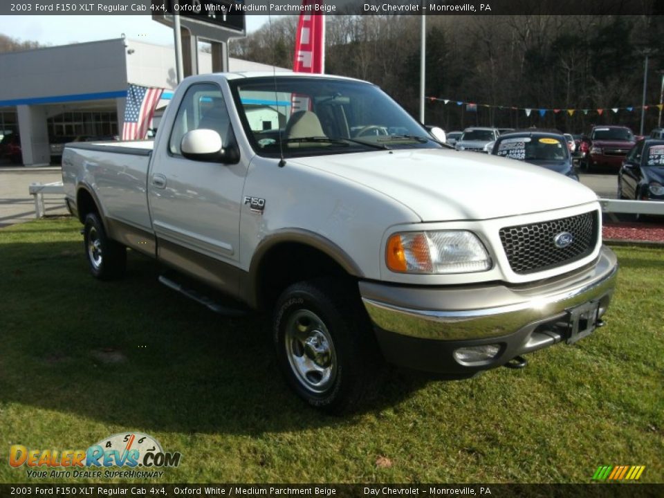 2003 Ford F150 XLT Regular Cab 4x4 Oxford White / Medium Parchment Beige Photo #2