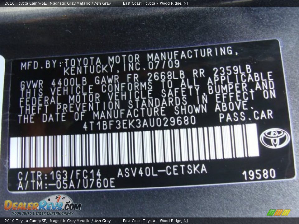 2010 Toyota Camry SE Magnetic Gray Metallic / Ash Gray Photo #15