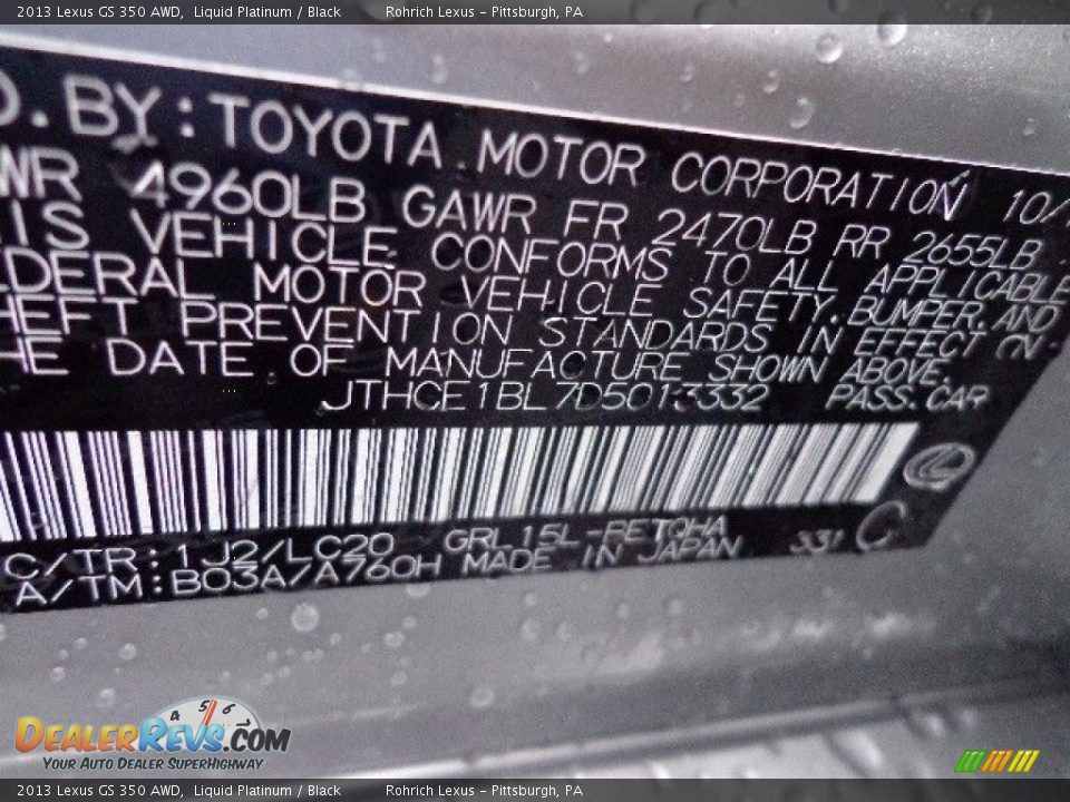 2013 Lexus GS 350 AWD Liquid Platinum / Black Photo #16